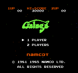 Galaga (Japan) Title Screen